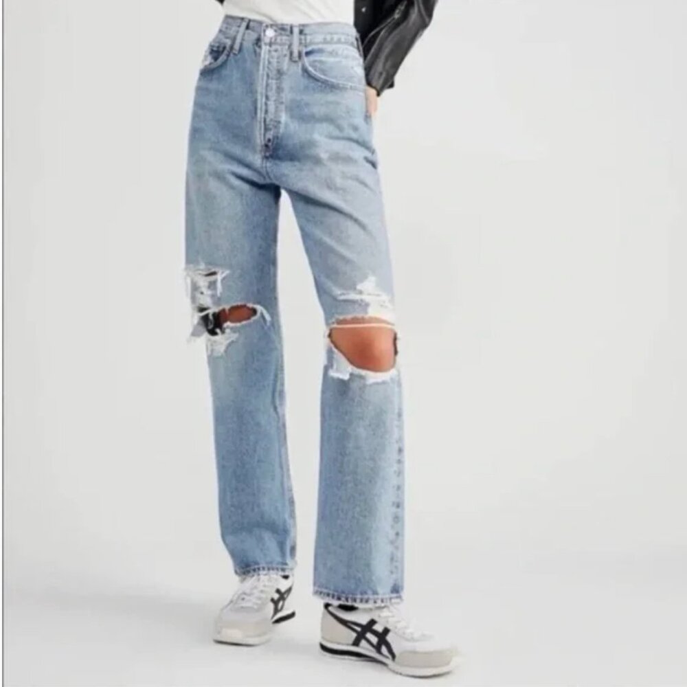 Agolde 90s Mid Rise Light Destroyed Wash Size 29